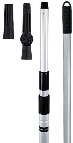 vom Pullach Hof Teleskopstange 4 Meter Aluminium Stange mit deutschem Schraubgewinde Winkelstück und Adapter kompakte Aluminiumstange ausziehbar bis 4 Meter