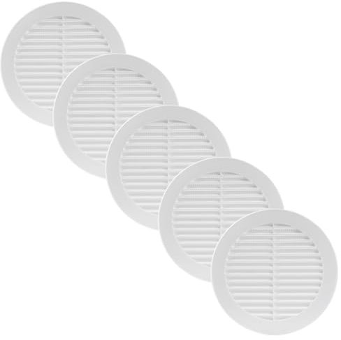 Vent Systems Cubierta de ventilación paquete de 5 unidades de sofá blanca de 150 mm, cubierta de ventilación redonda para rejilla de ventilación de aire – pantalla de insectos integrada, ventilación