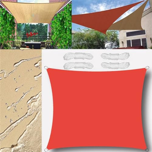 Sonnensegel Wasserdicht Quadrat 3x3m Sonnensegel Balkon Sonnenschutz 95% UV Schutz Windschutz für Balkon Garten,mit Ösen und Befestigungsseile Rot