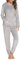 Vlazom Pigiama Donna Manica Lunga, Pantaloni in Flanella e Pile Invernale, XL, A-Grigio