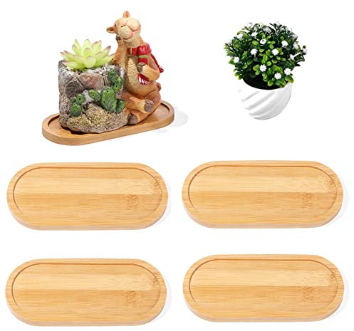 4 Piezas Bandeja Bambú Ovalado Bandeja Pequeña de Bambú Plato de Madera para Servir Mini Bandeja de Bambú Madera Bandejas De Bambú bandeja para Macetas para Té Frutas Bocadillos Pasteles Copas de Vino