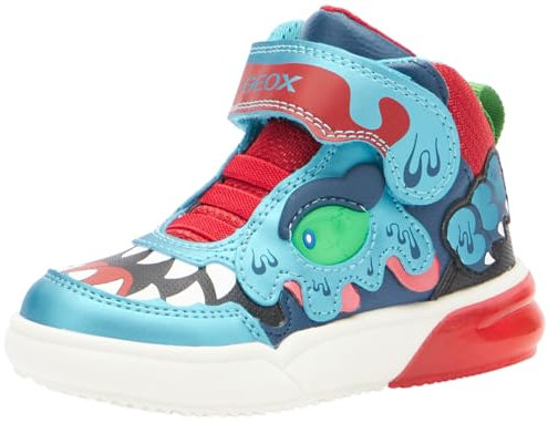 Geox J GRAYJAY Boy Sneaker, LT Blue/RED, 24 EU