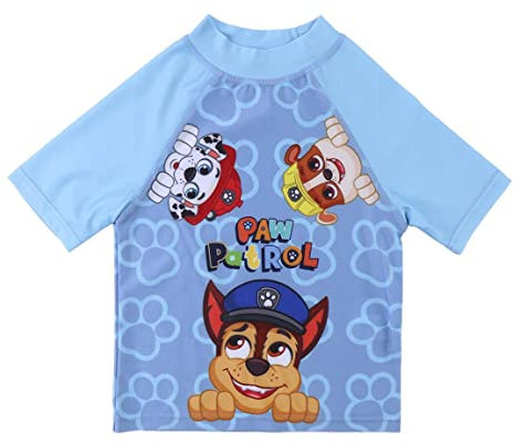 Camiseta de Baño de La Patrulla Canina para Niño - Color Azul - Talla 24 Meses - Tejido de Secado Rápido - Estampado de Chase, Rubble y Marshall - Producto Original Diseñado en España