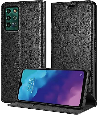 Cadorabo Hülle kompatibel mit ZTE Blade V30 Vita in Nacht SCHWARZ - Schutzhülle mit Magnetverschluss, Standfunktion und Kartenfach