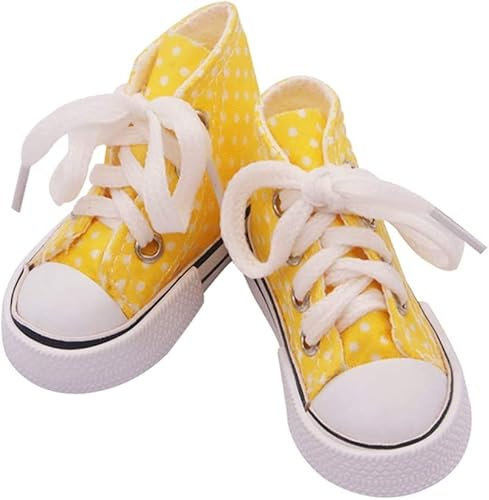 GIVBRO Puppe Canvas Schuhe Punktschuhe mit Schnürsenkeln Freizeitschuhe Puppenschuhe für 60 cm Puppen Gelenkpuppe Zubehör - Gelb - 1 Paar