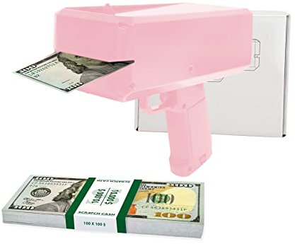 Scratch Lover Money Gun (Rose) avec 100 x 100 Dollars Billets Scratch Cash (Argent pour Jouer)