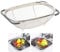 HOJKMA Over The Sink Colander, Stainless Steel Fine Mesh Expandable Oval Strainer Basket with Rubber Grip Handles 6 Quarts Colander for Kitchen Sink, Strain, Drain, Rinse Fruits, Vegetables, Grey