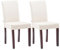 CLP 2er Set Esszimmerstuhl Ina Mit Stoffbezug I Polsterstuhl Mit Holzgestell I Küchenstuhl Mit Bodenschonern, Farbe:Creme, Gestell Farbe:Cappuccino