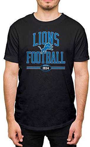 Hybrid Sports NFL Football Arch – Offiziell lizenziertes kurzärmeliges Fan-T-Shirt für Erwachsene für Damen und Herren, Detroit Lions - Schwarz, XXL
