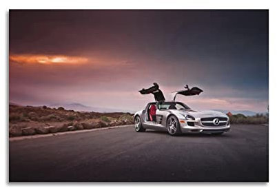 Sportwagen-Poster für AMG SLS Rennwagen, dekoratives Gemälde, Leinwand, Wand- und Kunstbild, Familien-Schlafzimmer, Dekoration, 50 x 75 cm