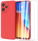 MIKULLE Funda para Xiaomi Redmi 12 4G / 5G con Cristal Templado Protector de Pantalla,Ultra Slim Protectora Anti-Choques Carcasa de Silicona Líquida TPU Suave Case Cover - Rojo