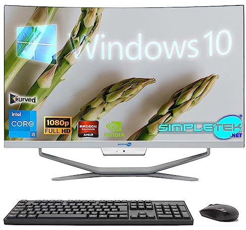 SIMPLETEK - PC All in One con Schermo Curvo 24 Core i5 | Scheda Video Nvidia GTX 1650 da 4GB | Windows 10 | 16GB RAM SSD 2TB | Ideale per Editing Video, Gaming, Lavoro