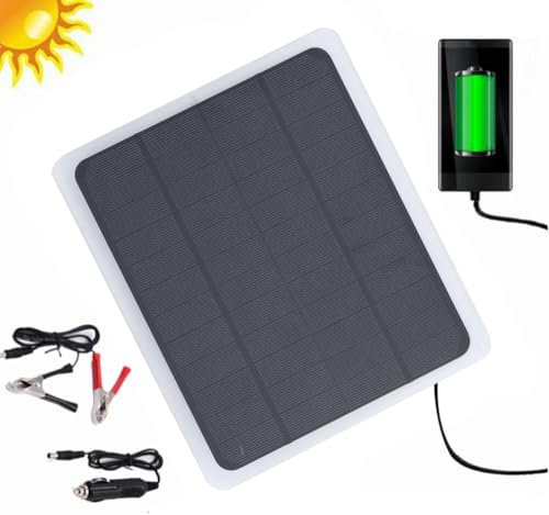 BuyWeek Solar-Autobatterie Ladegerät, 20 W 12 V Hocheffizient Photovoltaik Solarpanel Modul, Tragbares Solarpanel Notstromversorgung mit USB-Anschluss für Auto Mobiltelefone