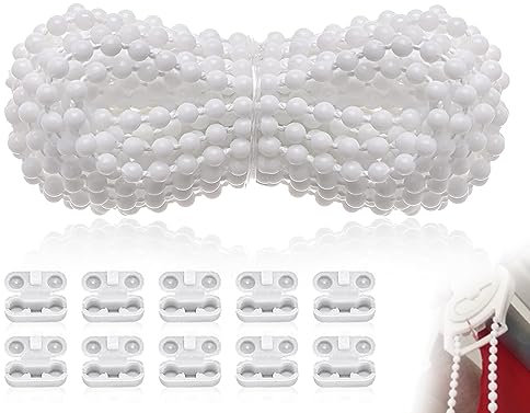 KAPSING Rollokette Ersatzkette, Blindkette Ersatzkette, 4 Meter Kette mit 10 Stück Kettenverbinder für Rollo, Clips für Rollenketten