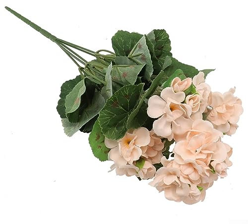 SPORTARC Künstliche Blumen, künstliche Begonie, Seide, Geranienpflanze, Blumen für Garten, Zuhause, Büro, Party, Dekoration, Champagner