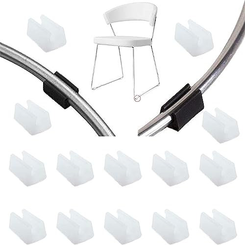 32pcs Patin Pied Chaise Tube Embout Tampon Capuchon Bouchon Protection Plancher Meuble Forme U En Plastique Chaise Casquettes,Chaise Jambe Caps Silicone Tube Pince (10 mm,Blanc)