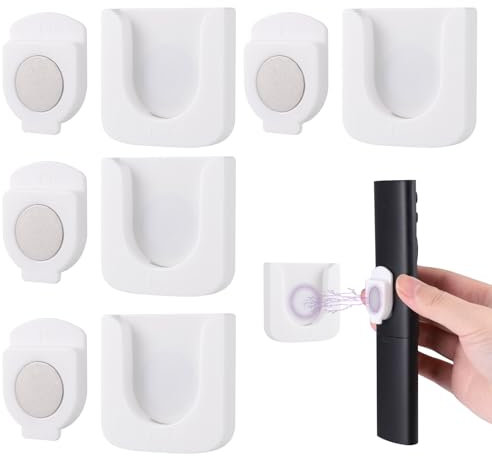 4Pcs Soporte Mando a Distancia, Soporte de Control Remoto Magnétic, Organizador Mandos TV, Soporte de Control Remoto Montado en La Pared, Organizador Multifuncional para Mandos TV y Enchufe de Carga