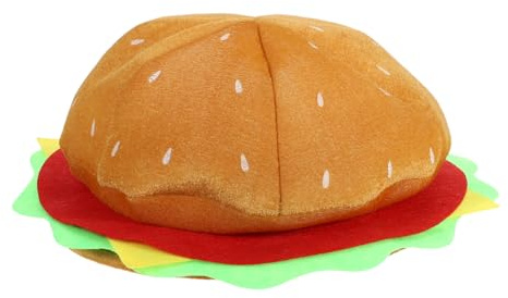 Amosfun Lustige Hamburger Mütze - Weicher Stoff Hut Für Karneval Halloween Themenpartys Und Bühnenauftritte Kreative Burger Kopfbedeckung 12.6X12.6X5.5 Zoll