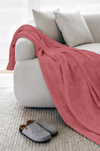 IlGruppone Telo Arredo Tinta Unita in Cotone Panama Grandfoulard Copridivano Copriletto Sofà Made in Italy - Rosa - 2 Posti 280x240