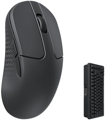 Keychron M3 PAW3395 Mini souris sans fil avec capteur macro programmable 26 000 DPI, 4000 Hz 2,4 GHz Bluetooth 5.1, 55 g, design ergonomique ultra léger – Noir