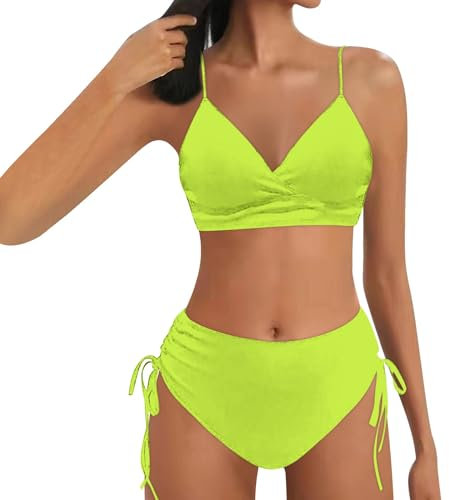 Golatcr Damen Bikini Set Triangel Badeanzug Strand Ties Zweiteiliger Bademode Bikinihose Bikini Oberteil Mit BüGel String Tanga Damen Set Sexy BH Bikini Leder Bikinihose Brazilian Cut