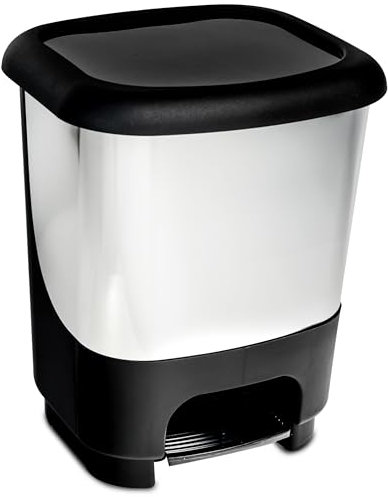 Mülleimer Treteimer 10 Liter eckig 27x23x32cm Metalloptik Kunststoff Klein separater Eimer Küche Büro Bad Pedaleimer Kosmetikeimer Papierkorb Abfalleimer Abfallbehälter Mülltonne Müll Mistkübel