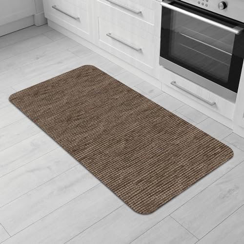 Comart - Alfombra para Cocina Nancy - Antideslizante - Lavable en Lavadora - Moderna Alfombra de Chenilla - Camino de Pasillo y Cocina - Suave y Resistente - Made in Italy - Marrón - 50 x 100 cm
