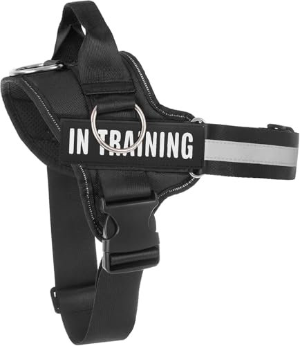 JUSTYEZI No Pull Dog Harness, Adjustable Assistance Service Dog Vest with Buckle, Reflective No-Choke Pet Vest Puppy Harness with Easy Control Handle for Training