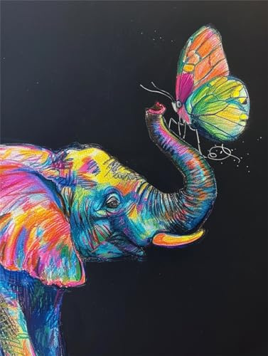 Kreuzstich Stickpackungen Vorgedruckt Fantasie Elefant, Tier Vorlagen Sticken Set Vorgedruckt 11Ct 3 Stränge Diy Stickbilder Vorgedruckt Kreuzstich Für Anfänger Home Decor Stickerei Set Vo 30x40cm