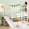 Rtopsu Kinderbett Etagenbett 90x200 cm mit Rutsche, Hochbett Holzbett mit Stauraum Regal und Leiter für 2 Kinder, Hausbett mit Rausfallschutz und 1xLattenrost aus Holz, Weiß, Ohne Matratze