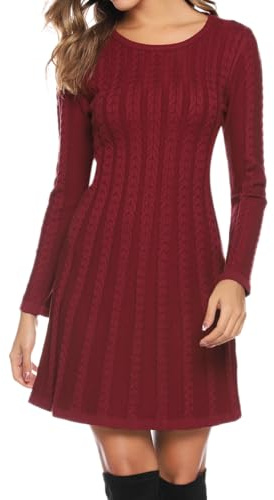 Gyabnw Damen Rollkragen Strickkleid Strickpullover Elegant Winterkleid Modisches Pulloverkleid Midikleid für Freizeit Cocktail