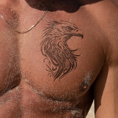 Inkster Tattoo - Großer Adlerkopf Tattoo- vegane & wasserfeste Temporäre Tattoos für Erwachsene - EU-Kosmetikzertifizierte Farbe - revolutionäres 2 Wochen Tattoo - Premium Klebetattoos & Fake Tattoo