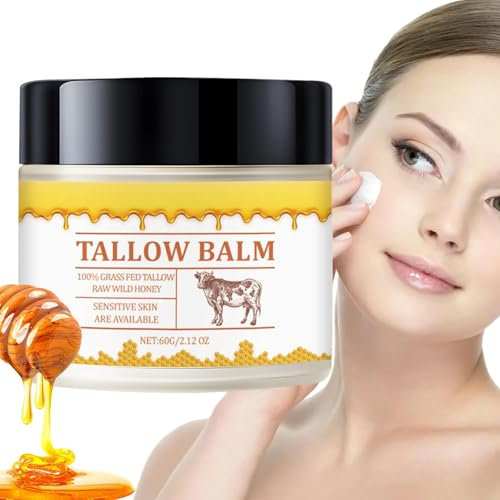 Beef Tallow Honey Balm, Beef Tallow Cream For Skin Care, Feuchtigkeitsspendende Körpercreme, 60g Gesicht Und Körper Feuchtigkeitscreme, Regenerierende Körperlotion Für Alle Hauttypen