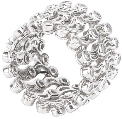 ANDRESLAD Verstellbarer Damen Ring Armband Aus Silbernem Dehnbarem Material Mit Funkelnden Strasssteinen Flexibler Rostfreier Schmuck Für Party Und Alltag