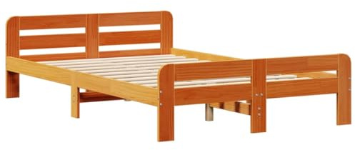 vidaXL Bed Frame without Mattress Wax Brown 135x190 cm Double Solid Wood