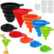 REJOECE 5 Pcs Collapsible Funnel, Foldable Funnel, Soft Silicone Gel Funnel, Portable Kitchen Funnel, Rainbow Colors Funnels, for Filling Bottles or Containers Water Bottle Oil Liquid Transfer