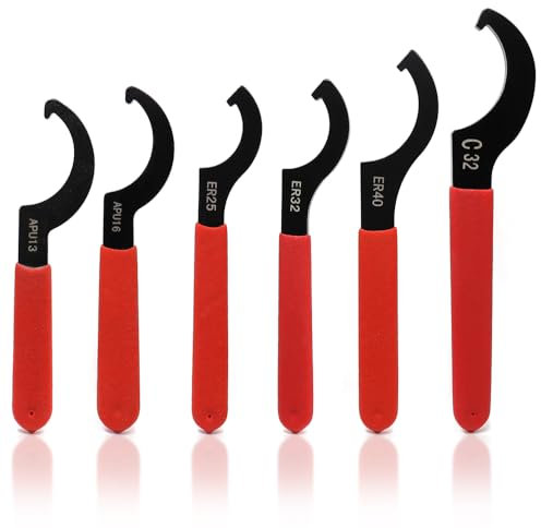 GYSRXS C Spanner Set 6 Pieces Coilover Wrench Made of High Carbon Steel Universal C Hook Wrench Coilover Spanner for Suspension System and Shock Adjustments(Red and Black)