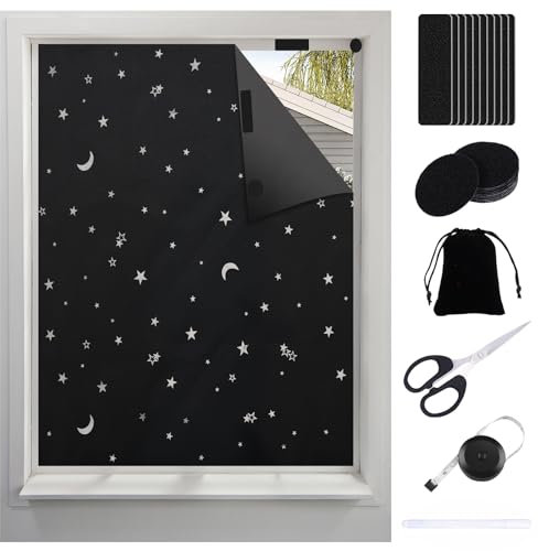 Scettar verdunklungsstoff Sets, verdunkelungsrollo ohne Bohren,Tragbare dachfenster verdunkelung Stoff,Fenster verdunkelung Sonnenschutzvorhänge mit Wärmedämmschicht (200x145-B)