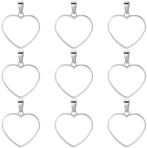 SOFPLATE 1 Box 18 Stück Offene Lünette Anhänger Rückseite Lünette Herz Hohlrahmen Anhänger Aus 304 Edelstahl Und Silber Rahmen Charm Zubehör Für Die Schmuckherstellung Charms Armbänder