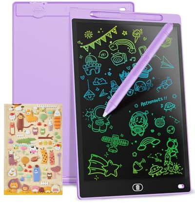 LCD Schreibtafel 10 Zoll, Genialba Buntes LCD Schreibtablett, Geschenk für Kinder, LCD Writing Tablet, Elektronischer Tablette, Grafiktablett für Kinderspiele 2 3 4 5 6 7 Jahre Jungen Mädchen (Lila)
