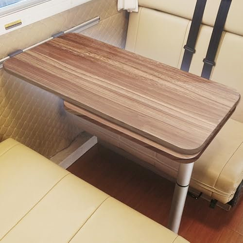 DJJYCTNM Tables pour Camping-Car Table Murale avec Bureau Rétractable À Double Couche, Rotatif À 360°, Amovible et Réglable pour Camping-Car(Brown)