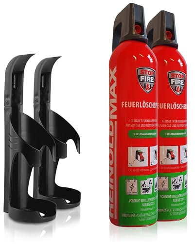 XENOTEC Premium Feuerlöschspray - Spezielles Löschspray für Lithium Batterien & Akkus sowie Brandklassen A & F - 2X 750ml - 2 Wandhalter - Stopfire - Autofeuerlöscher - REINOLDMX - Wiederverwendbar