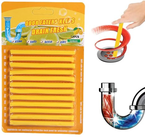 Abflussreiniger Stäbchen - 12 Stück Rohr Ablauf Stäbchen Spülenreiniger - Enzym Abfluss Freiermacher Für Dusche Bad Küche Waschbecken Wanne