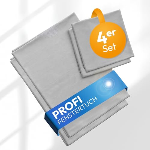 Wowtowelz Streifenfrei reinigen nur mit Wasser - Fensterputztücher für Glas, Auto, Küche, Bad - Clear Pro Fenstertuch Set 4er Set Grau