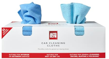 Autoglym Car Cleaning Cloths, Microfiber, 32 x 32cm, 24 Pack | Microfiber Car Cleaning Cloths for Interior & Exterior Use – Ideal for Seats, Plastics & Trim, Durable & Machine Washable
