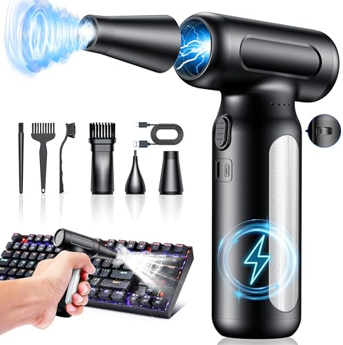 Mershgaya Electric Compressed Air Duster - 30,0000 RPM Rechargeable Cordless Turbo Blower, Portable Air Blower Gun for Cars, PC, Keyboard, Home & Outdoor Dust Cleaning (Replaces Compressed Air Cans)