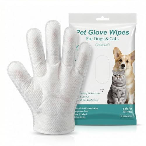 Xevtrak Dog Cleaning Gloves, No-Rinse Pet Glove Wipe with Safe Ingredients, Hypoallergenic Grooming Wipes, Portable Pet Wash Free Gloves, Disposable Mitt No Rinse, Dog Wipes for Smelly Dogs & Cats