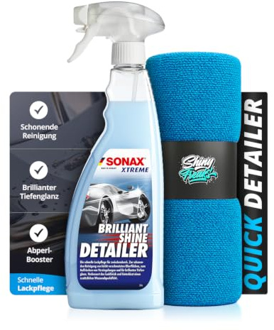 Quick Detailer Set: SONAX XTREME BrilliantShine Detailer Schnellpflege 750ml + Shiny Freaks Poliertuch | schnelle Lackpflege und frischer Glanz zwischendurch | 2-teilig