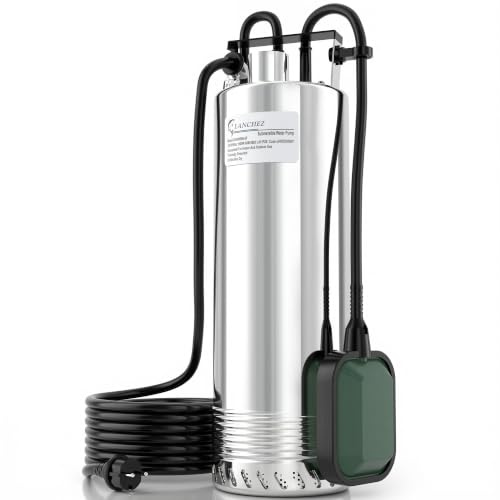 1500 W Tauchpumpe mit schwimmer, 6800 l/h Tauchdruckpumpe | Max. Förderhöhe 60 m, Eintauchtiefe max. 16 m, Wasserpumpe für Keller, Landwirtschaft, Gartenbau