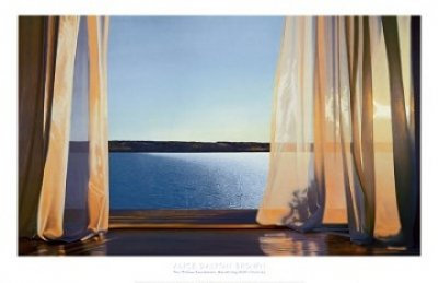 Kunstdruck, Poster Long Golden Day von Alice Dalton Brown, 101.60 x 66cm, Kunst, Kuenstler, Bild, Poster, Fenster, Meer, American Scene, Vorhaenge, hochwertige Ware - Art Galerie Shop